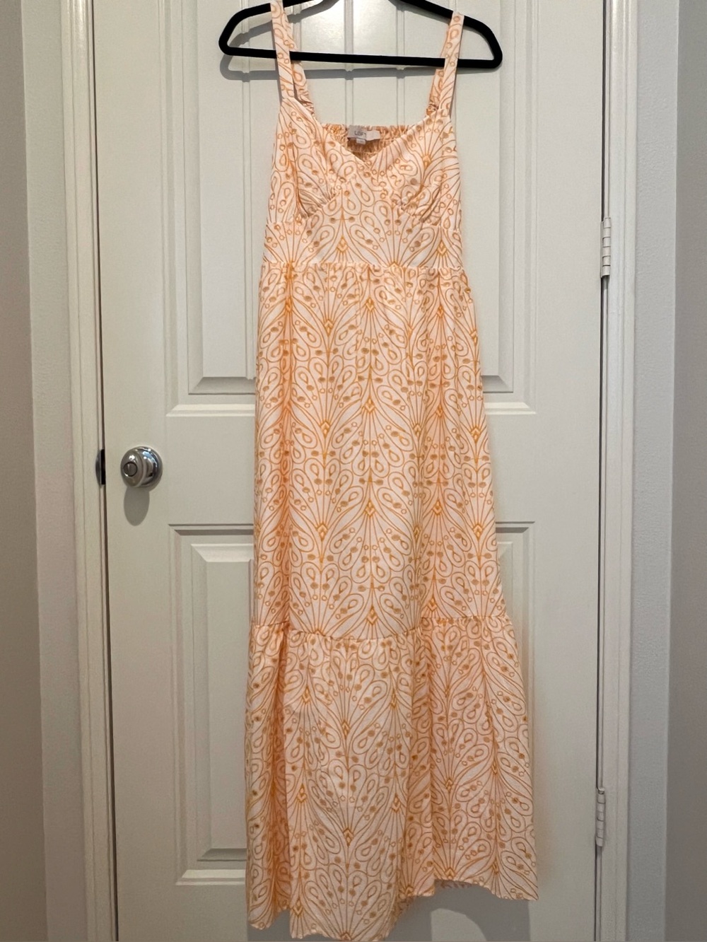 LOFT Orange and White Eyelet Maxi Dress